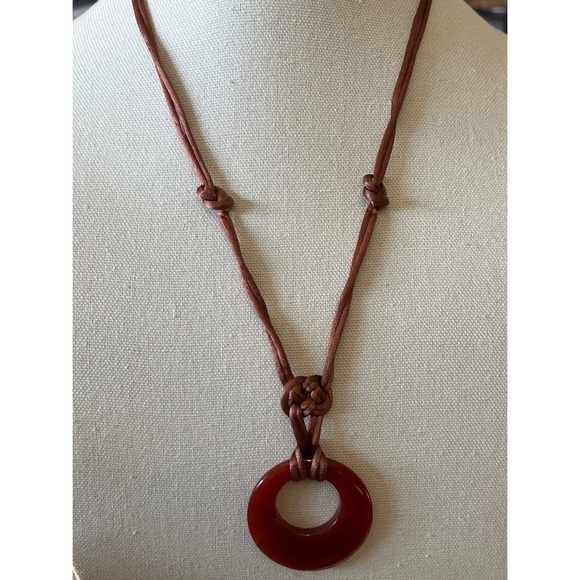 Glass Disc Pendant Necklace - Picture 1 of 4